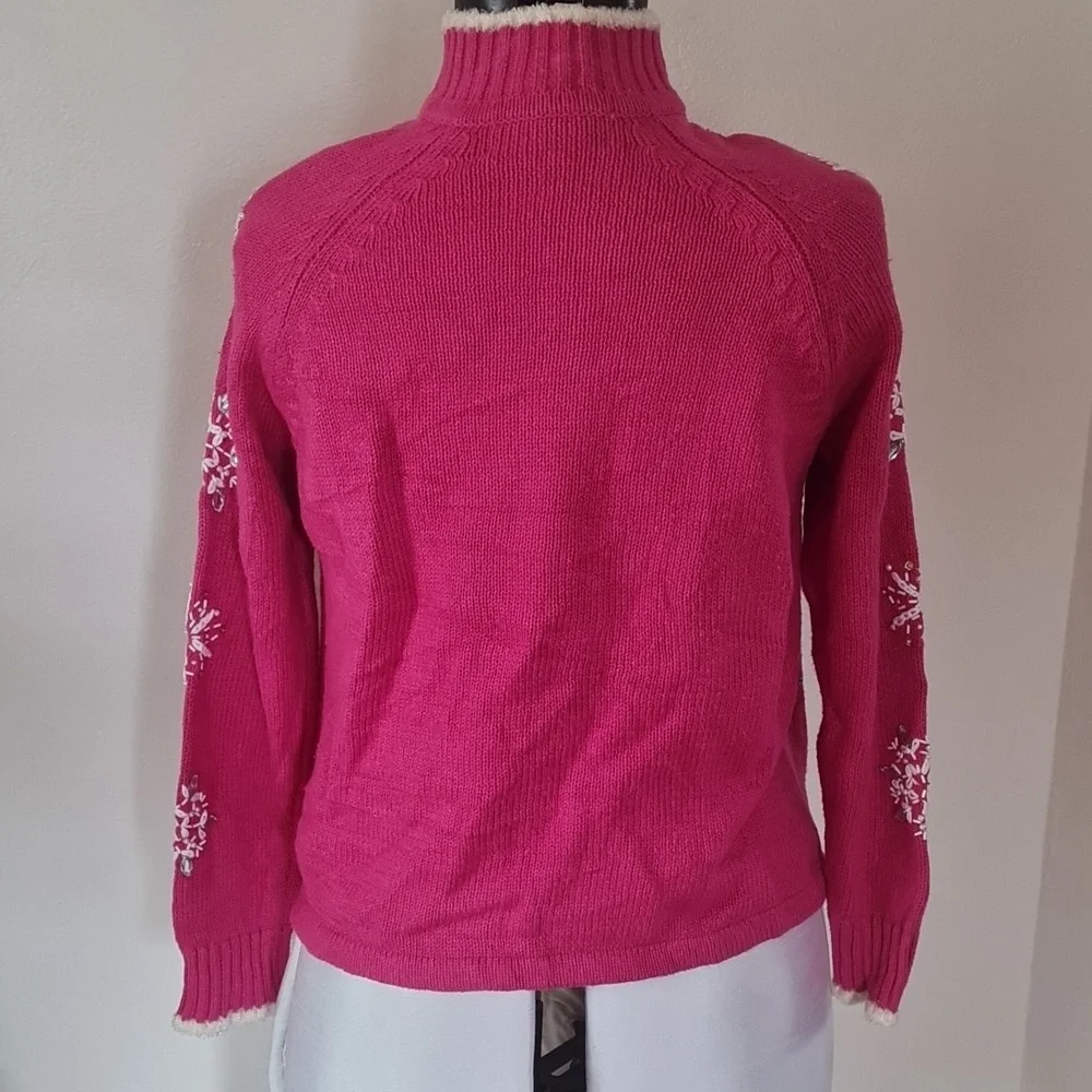 Christmas Ugly Pink Snowman Embellished Sweater Medium - Picture 12 of 14